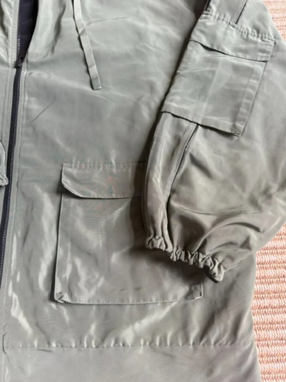 Alo Yoga Legion Reversible Hooded Jacket Olive Green Black Fleece Oversized Sz